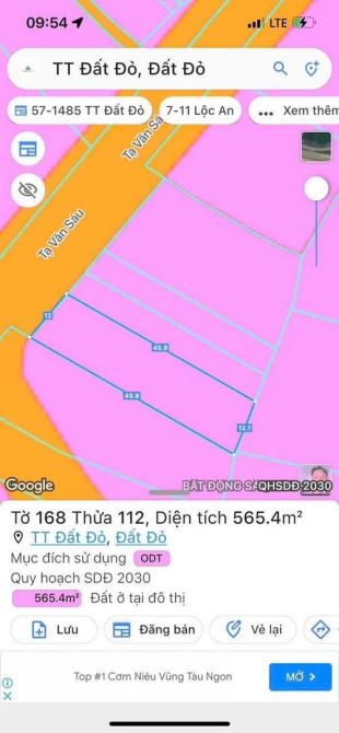 MẶT TIỀN TẠ VĂN SÁU (Đường quy hoạch số 2)  - TT Đất Đỏ-   BRVT; Chủ hạ giá siêu tốt Diện - 2