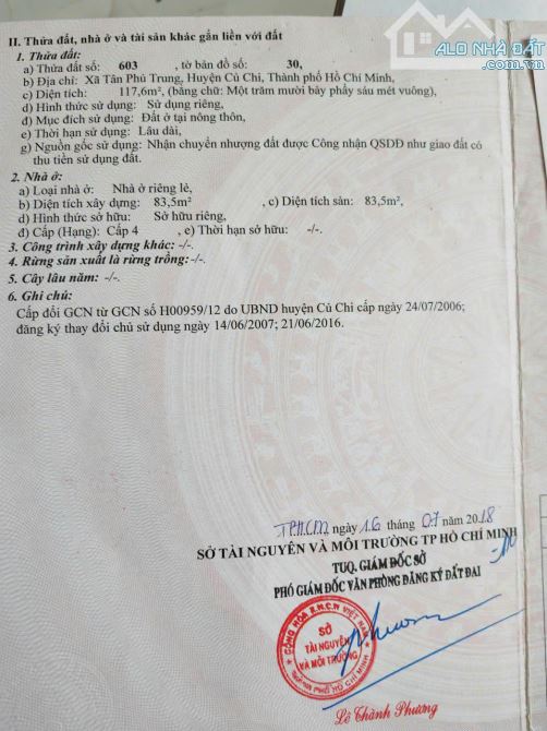 BÁN NHÀ CỦ CHI HOÀN CÔNG ĐẦY ĐỦ 117M2 THỔ CƯ TÂN PHÚ TRUNG GIÁ 980 TRIỆU - 2