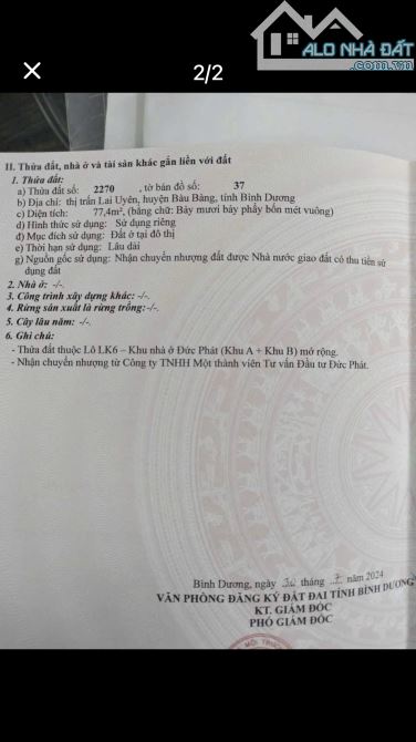 Bán Đất Ở Thị Trấn Lai Uyên Huyện Bàu Bàng - 2