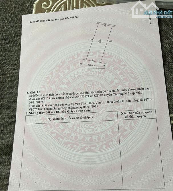 70,5m làn 2 QL6 Trường Yên, Chương Mỹ giá đầu tư chỉ 2,45 tỉ