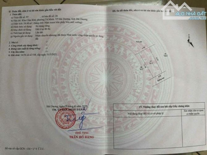 Bán lô đất khu Cẩm Khê Tứ Minh tại TP Hải Dương