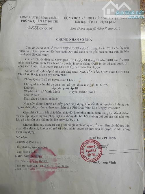 bán gấp nhà đường ấp 4B kế nhà sách nguyễn văn cừ ấp 4B vĩnh lộc B