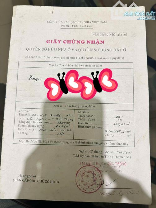 Đất mặt tiền chính đường Ngô Quyền sát chợ chiều Đức Trọng, Liên Nghĩa.  Dt: 5*26m full th - 2