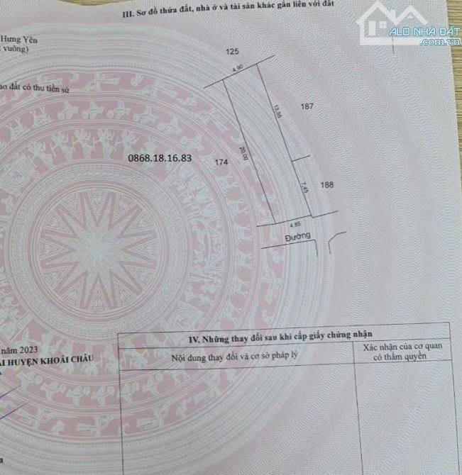 Chính chủ cần bán 100m2 đất tại Khoái Châu, Hưng Yên, Giá Đầu tư,Ô tô tránh - 3