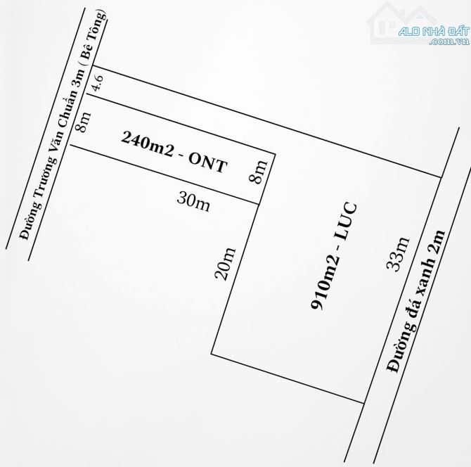240m2 thổ +910m2 lúa 12,6m mặt tiền đường trương văn chuẩn Bình Tịnh-Tân trụ 1,35ty - 1
