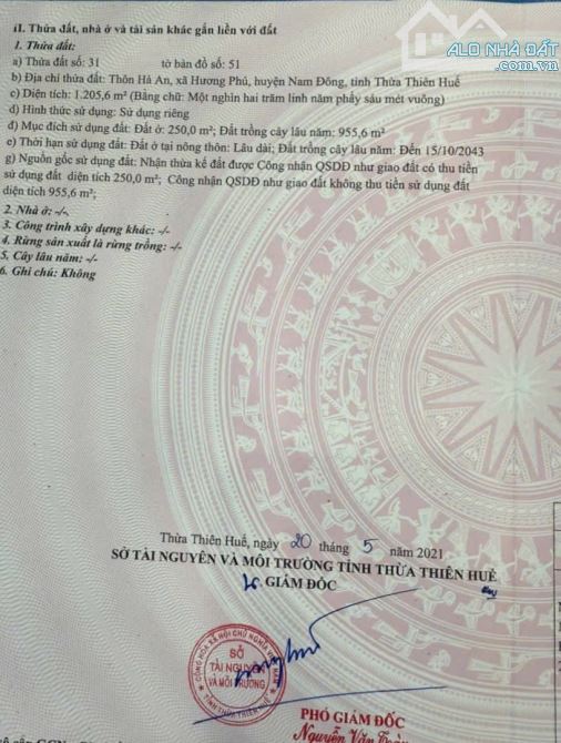 Bán lô đất đẹp Hương Phú Nam Đông TP Huế giá rẻ