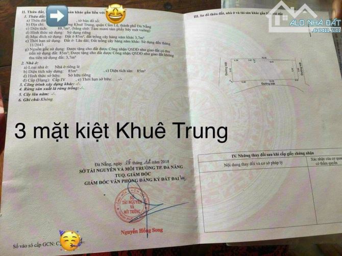 Bán đất kiệt ô tô Hồ Sĩ Dương- Hoà Thọ Đông