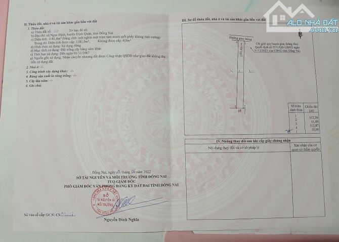 BÁN ĐẤT 1 SẸC QUỐC LỘ 20 MẶT TIỀN NHỰA 1181m2(10mx112m) KHU DÂN CƯ 900TRIỆU