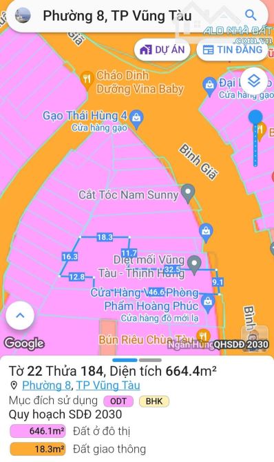Bán đất mặt tiền đường Bình Giã p8 Vũng Tàu. Giá 66 tỷ - 2