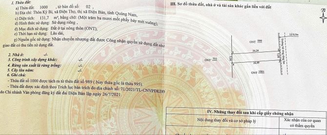📌📌📌Làm việc trực tiếp!!!Bán đất 130m2 đất ở hoàn toàn tại Điện Thọ, Điện Bàn Đất sổ đỏ - 1