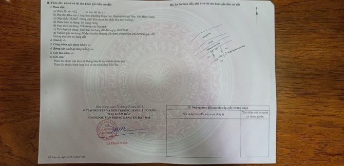 Bán lô đất 90.3m2 (có 66.5m2 thổ cư), lộ nhà nước tại TP. Ngã Bảy, Hậu Giang, giá 300tr - 2