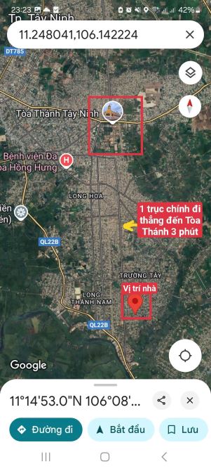 Tôi chính chủ 100%  bán nhà góc 2 mặt tiền 198m2 (9* 22),giá 1 tỷ 599, cách Tòa Thánh 2p - 7
