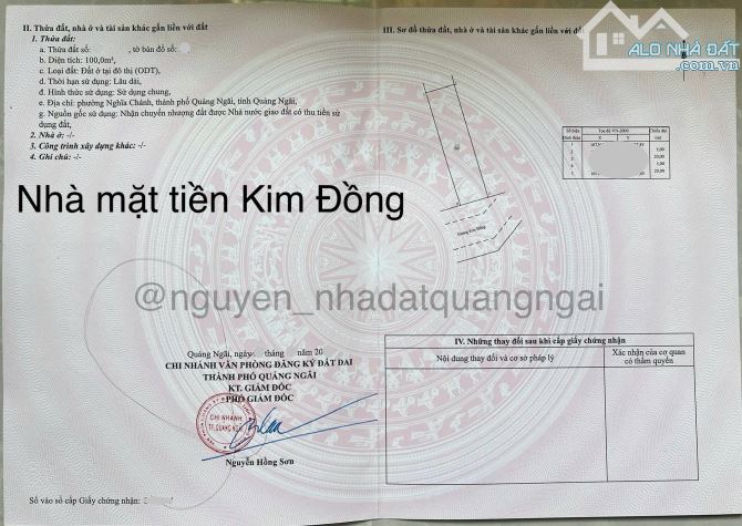 BÁN NHÀ MẶT TIỀN KIM ĐỒNG – VỊ TRÍ VÀNG TRUNG TÂM TP QUẢNG NGÃI