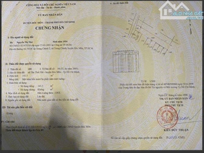 Cần tiền làm ăn bán lại căn nhà 143m2 ở Hóc môn giá 1 tỷ 050 triệu.