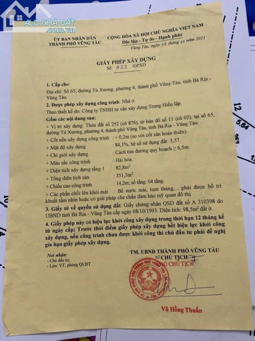 CẦN BÁN GẤP NHÀ MẶT TIỀN 2 LẦU TÚ XƯƠNG, PHƯỜNG 4, TP VŨNG TÀU - 6