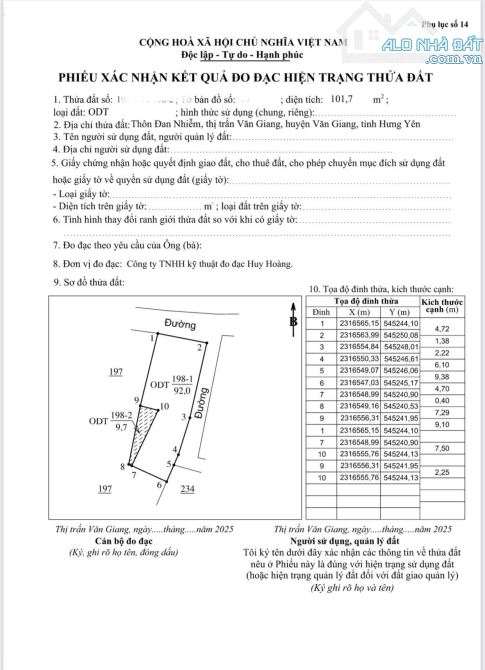 Cần bán 101m đất tại Đan nhiễm TT văn Giang - 2