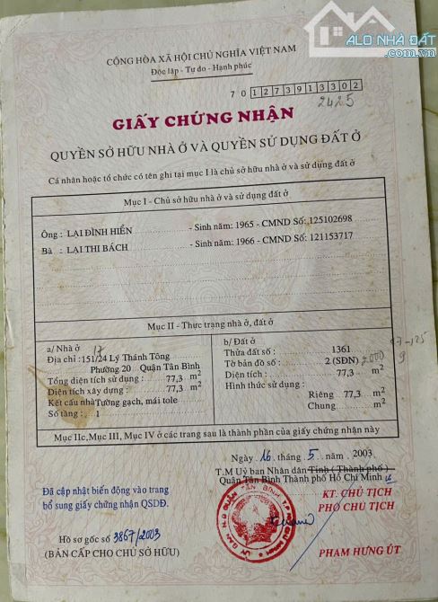 Bán nhà mặt tiền 17 Lý Thánh Tông. 77m2. Giá 7 tỷ - 2
