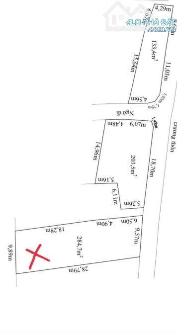 💥💥A trai gửi bán lô đất có dt 284m.tại trục liên thôn trải nhựa gần ngay Trung tâm HC - 2