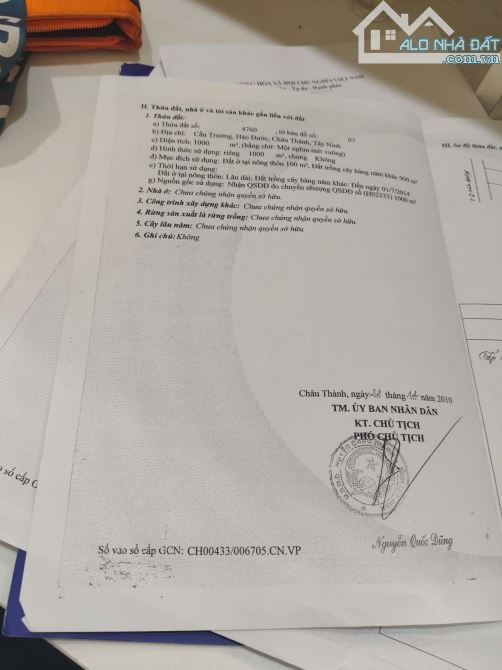 Bán đất 2MT đường kênh TN21 gần trường Tiểu Học Cầu Trường, Hải Đước Châu Thành DT 10x100m - 1