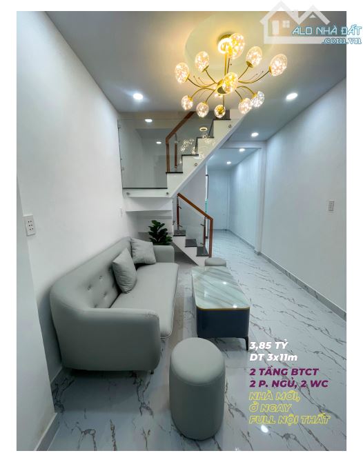 NHÀ MỚI Ở NGAY, 2 TẦNG DT: 3,9x11m HẺM DƯƠNG BÁ TRẠC Q.8, GIÁ 3,85 TỶ - 1