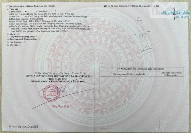 Bán Đất Mặt Tiền Bùi Công Minh - TT Phước Hải. Long Đất. Cách biển 900m - 1