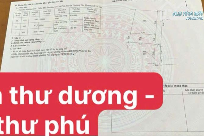 Bán đất Thư Dương – Thư Phú – Thường Tín, 67,7m², ô tô đỗ cửa, 35tr/m - 1