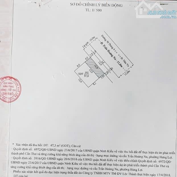 Nhà Mặt Tiền Trần Hoàng Na ngang 12 mét, P Hưng Lợi, TP Cần Thơ 11,7 TỶ - 2
