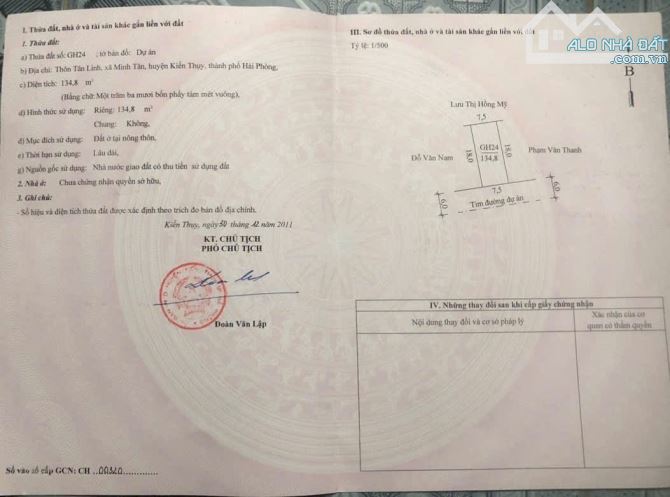 Bán đất Tân Linh - Minh Tân - Kiến Thụy - Hải Phòng