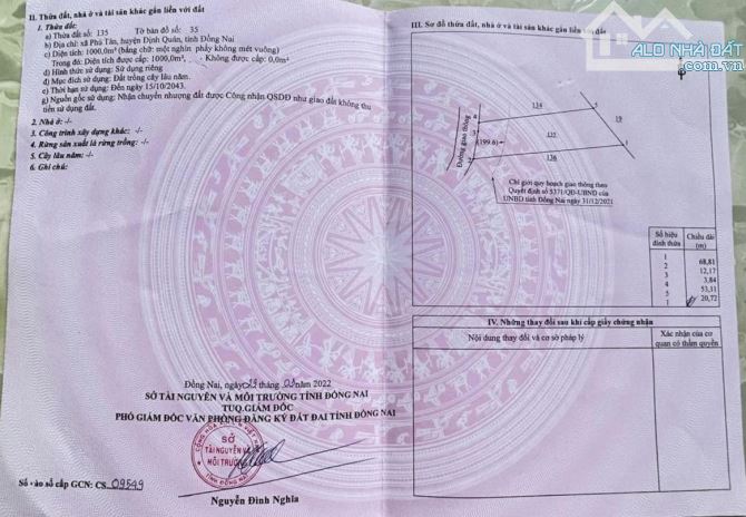 BÁN LÔ ĐẤT VƯỜN TRÁI CÂY 1000M2(16MX53M) ĐẤT NỞ HẬU 20M KHU DÂN CƯ CHỈ 820 TRIỆU