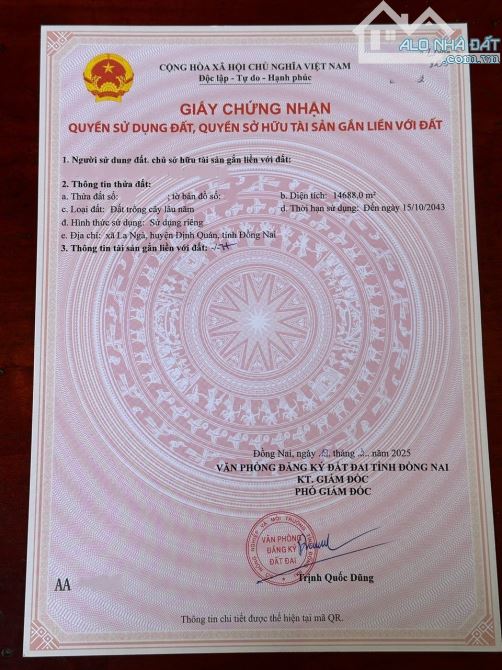 Bán đất tại Xã La Ngà, Định Quán, Đồng Nai, giá cực chất 3,5 tỷ, 14688 m2