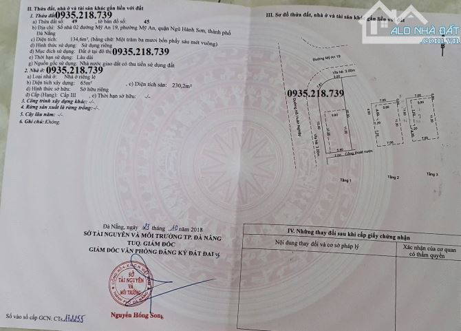 Nhà 3 tầng. Góc 2 MT đường  MỸ AN 19 + HỒ HUẤN NGHIỆP 136m2 GIÁ RẺ