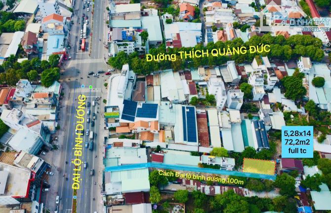 Đất Trung tâm TDM: Cách QL 13 : 100m , 73m2 chỉ 1,7 tỷ sổ riêng sẵn , full thổ cư