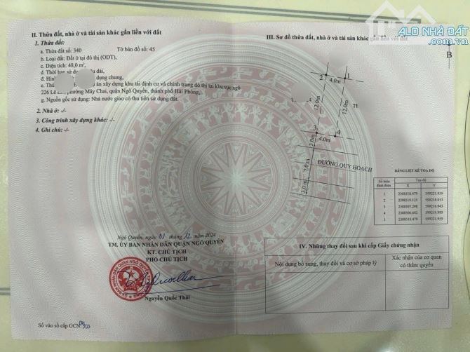 Cần chuyển nhượng lô đất TĐC 226 lê lai  Diện tích :48m ngang4m  Hướng : nam ( đông tứ trạ