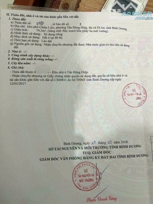 CẦN BÁN MẶT TIỀN ĐƯỜNG 29 TÂN ĐÔNG HIỆP DĨ AN BD - 2