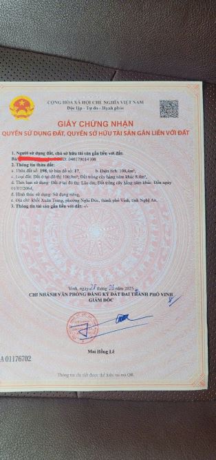 🏡LÔ ĐẤT ĐẸP XÓM XUÂN TRANG, PHƯỜNG NGHI ĐỨC – TP VINH 108,4m2 đường 8m Tây Nam - 1