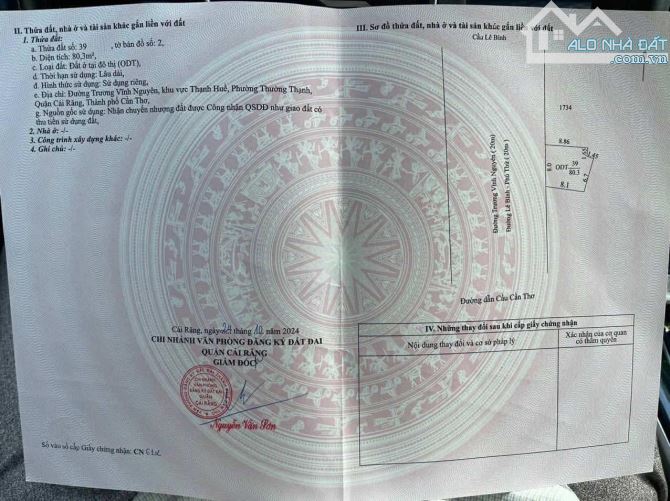 Bán gấp nhà Trệt Lầu Mặt Tiền đường Lê Bình Cái Răng ngang 8m - gần Đại Học Tây Đô - 1