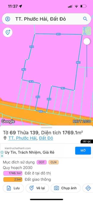 Mặt tiền Nguyễn An Ninh - Tt Phước Hải 1769m có 300m thổ cư giá 23 tỷ - 3