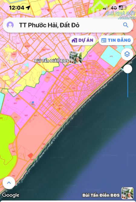 Bán đất gần biển dt 2300m2 mặt tiền 50m tt Phước Hải long đất tpvt