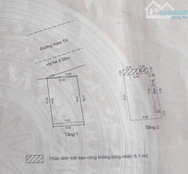 Bán nhà 2 tầng đường Hàm Tử, Mỹ An, Ngũ Hành Sơn, Đà Nẵng. Diện tích: 62,4m² ngang 6,1m nở