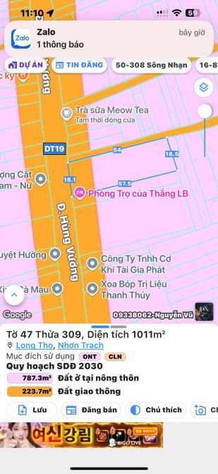 Hơn 2 Sào có thổ cư mặt tiền đường Hùng Vuong  Long Thọ Nhơn Trạch  Gi.á - 4