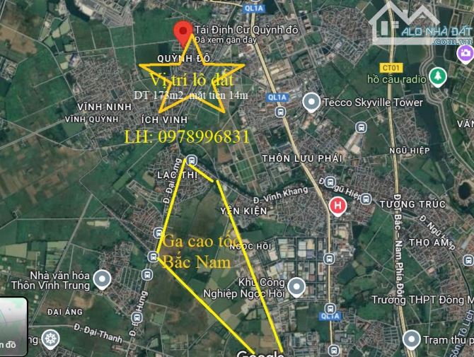 Bán mảnh đất Thanh Trì.Phân lô, vỉa hè DT 173m2, mặt tiền 14m.Giá 26 tỷ