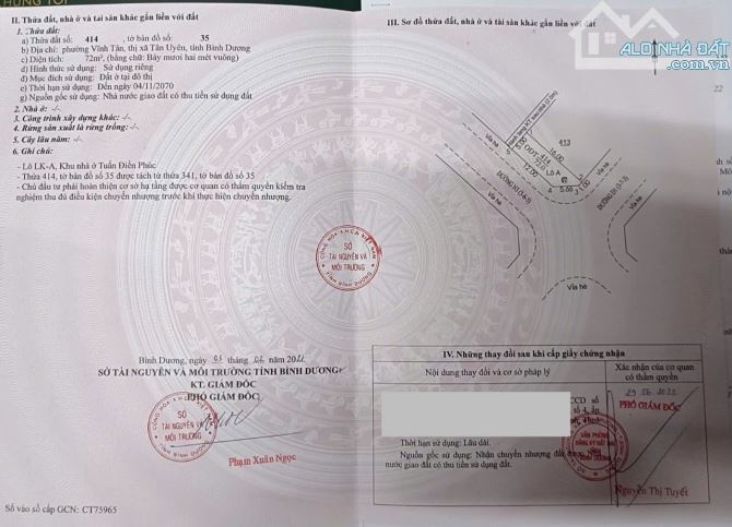 CẦN BÁN LÔ ĐẤT 80M2 THỔ CƯ NGAY KHU DÂN CƯ VĨNH TÂN VSIP2 BÌNH DƯƠNG