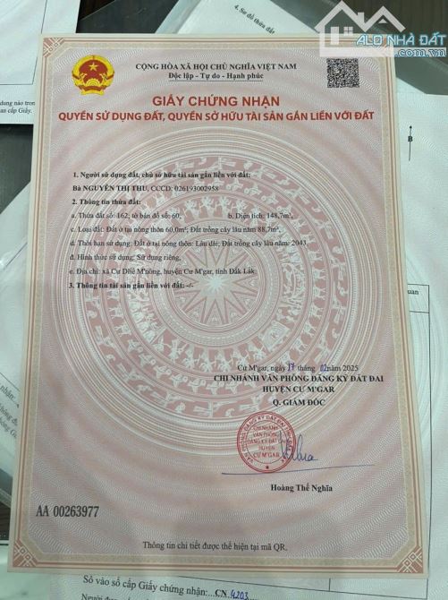 Chính chủ Bán đất tại Đường Liên Xã, Xã Cư Dliê M