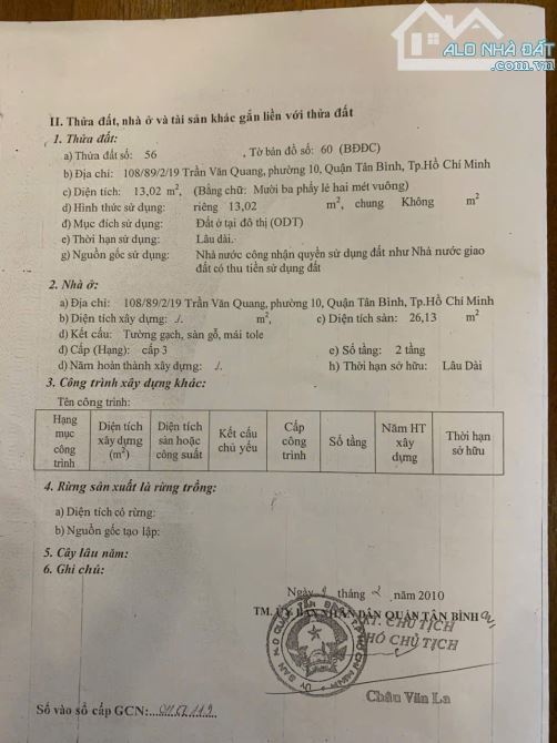 bán nhà  hẻm trước nhà 5m trần văn quang p 10 tân bình 1 trệt 1 lầu sổ hòng riêng giá 1,8 - 4