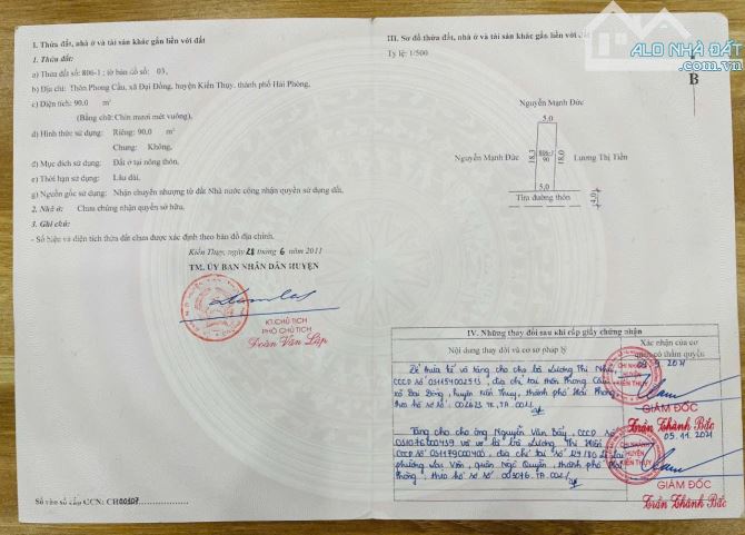 Bán đất Phong Cầu - Đại Đồng - Kiến Thụy - Hải Phòng