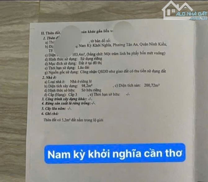 NHÀ MẶT TIỀN NAM KỲ KHỞI NGHĨA, P TÂN AN, Q NINH KIỀU, TP CẦN THƠ 15,8 TỶ - 2
