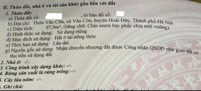 Bán Đất ở Vân Côn, gần Quyết Tiến, Hoài Đức, ĐL Thăng Long, ngõ ô tô. Giá: 4,6 tỷ. 98m2 - 3