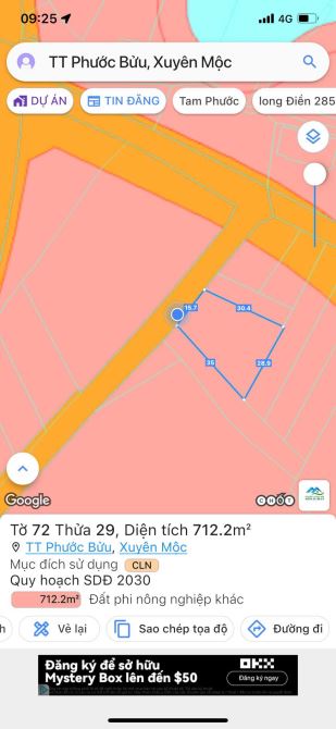 CHÍNH CHỦ GỬI BÁN LÔ ĐẤT THỊ TRẤN PHƯỚC BỬU -HUYỆN XUYÊN MỘC BRVT  DT LÔ ĐẤT  712 m - 4