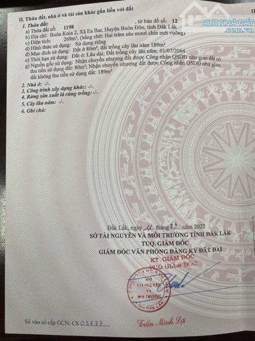 SANG NHƯỢNG ĐẤT THỔ CƯ CHÍNH CHỦ, CÁCH THÀNH PHỐ BUÔN MA THUỘT 8 KM