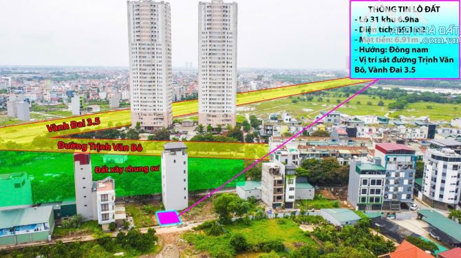 BÁN ĐẤT KHU 6.9 HA TRỊNH VĂN BÔ KÉO DÀI – HOÀI ĐỨC, VỈA HÈ, KINH DOANH DT69 M, GIÁ 175TR/M - 1